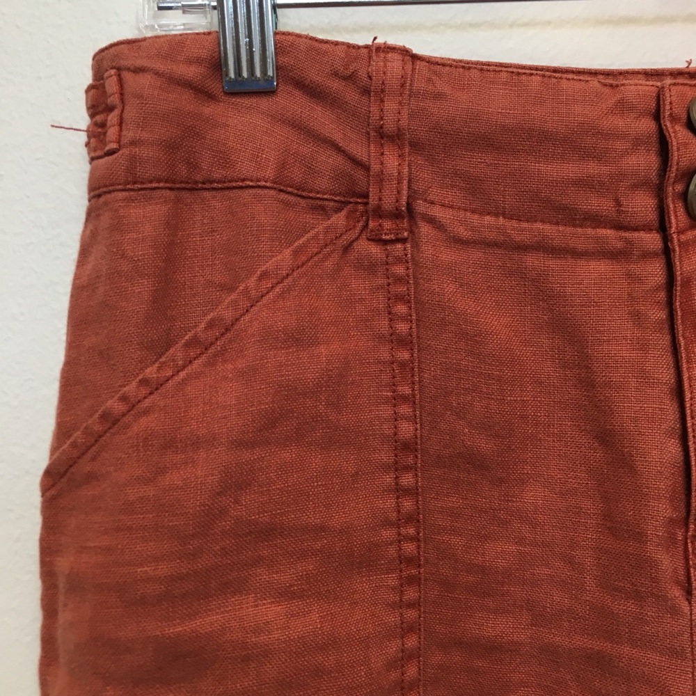 Sanctuary 100% Linen Crop Cargo Pants 28 Red Terracotta Casual Relaxed Lagenlook - Picture 5 of 11